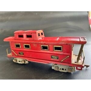 Vintage American Flyer Lines O Gauge Red Pressed Steel Caboose Model Train Car